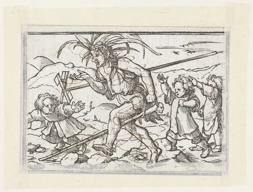 Dwaas wordt uitgelachen by Hans Holbein, print, 1538-1543