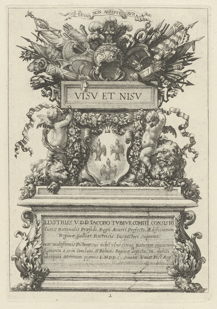 Frontispiece by Michel Dorigny; Simon Vouet, print, 1647