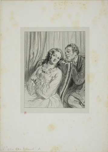 Masks and faces: Mme. Beauminet by Paul Gavarni, print, 1857-1858