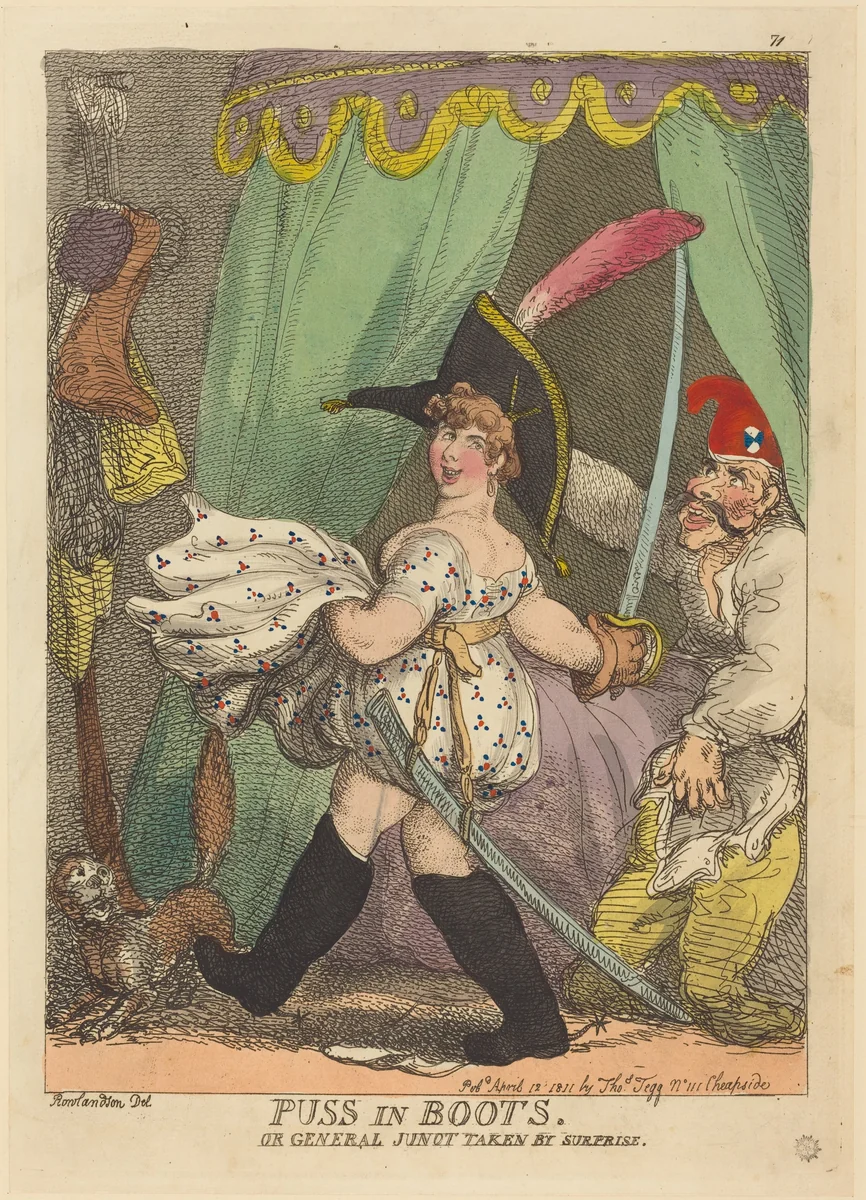 Puss in Boots, or General Junot taken by Surprise by Thomas Rowlandson, print, 1811