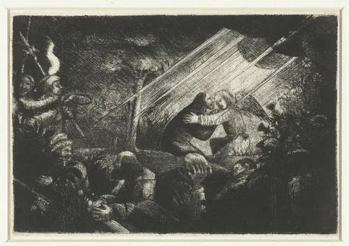 Christus op de Olijfberg by anonymous, print, 1630-1750