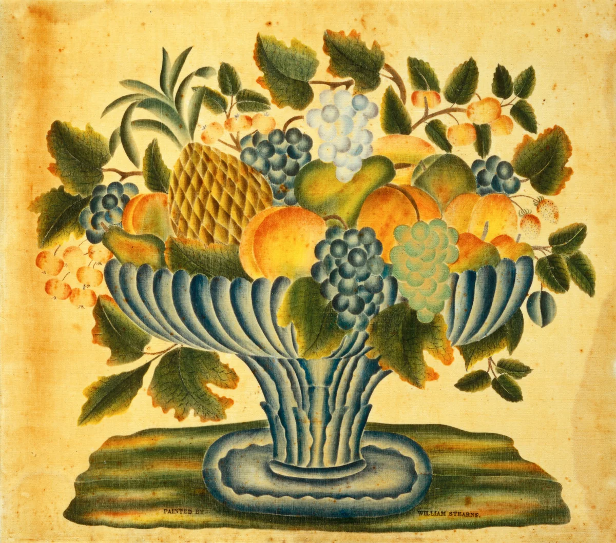 Bowl of Fruit by William Stearns, painting, 1830-1840