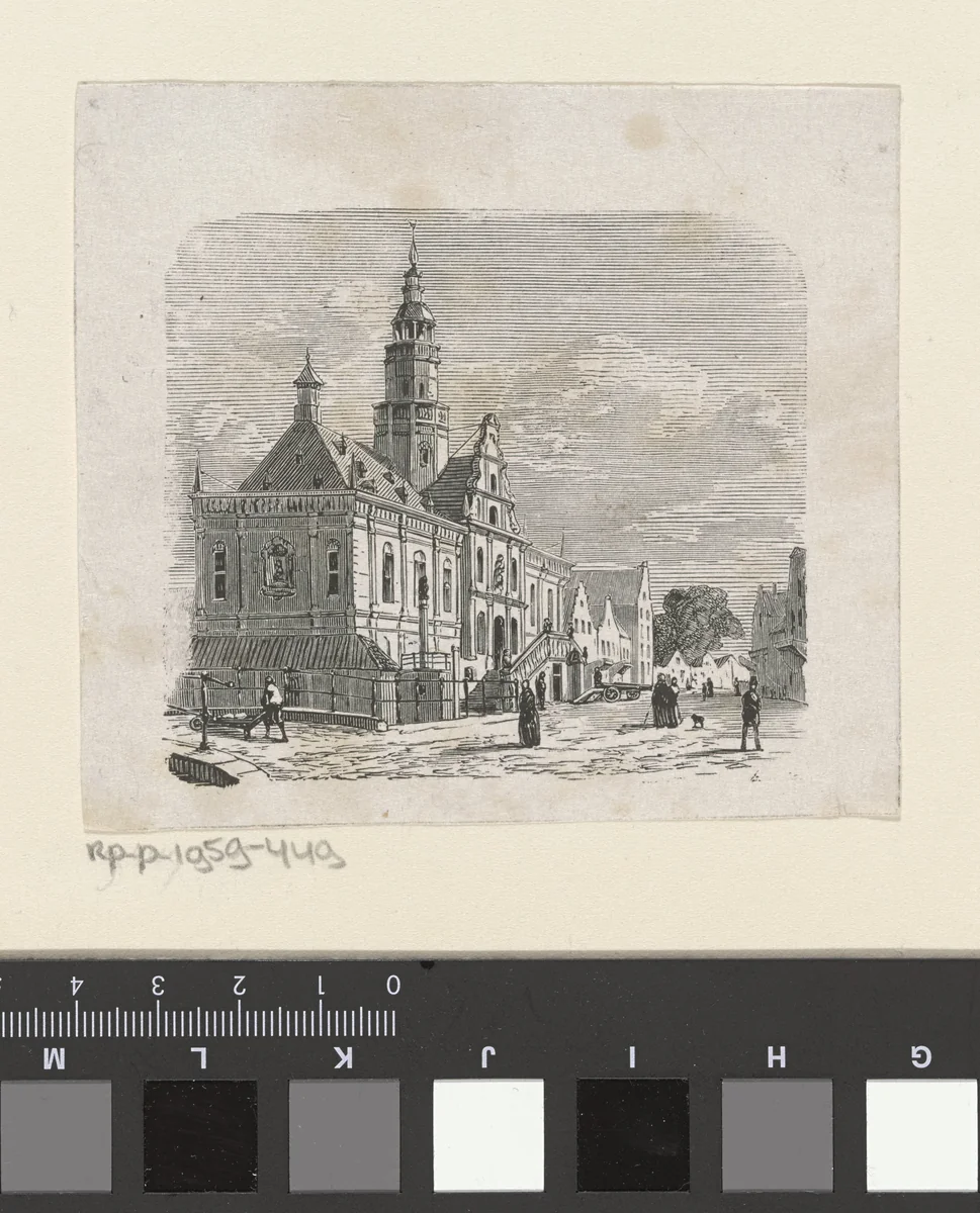 Gezicht op het stadhuis te Bolsward by Isaac Weissenbruch, print, 1836-1912