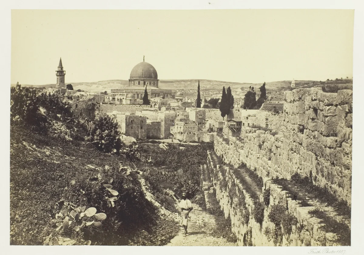 City Wall and Mosque of Omar, Jerusalem by Francis Frith, photograph, 1857