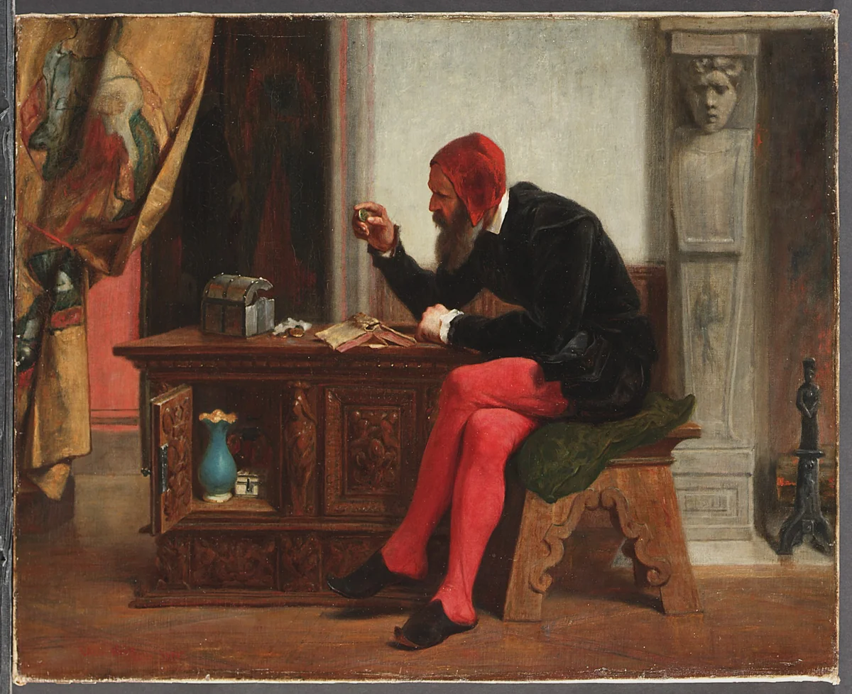 The Antiquary by Edwin White, artwork, 1855