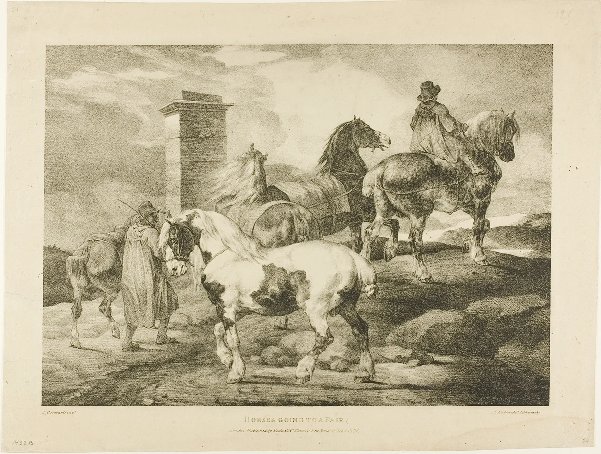 Horses Going to a Fair, plate 3 from Various Subjects Drawn from Life on Stone by Jean Louis André Théodore Géricault, print, 1821