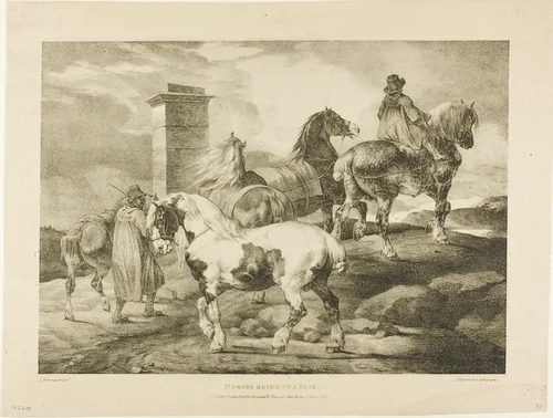 Horses Going to a Fair, plate 3 from Various Subjects Drawn from Life on Stone by Jean Louis André Théodore Géricault, print, 1821