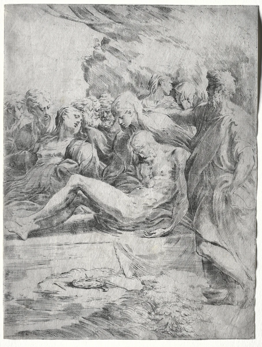 The Entombment by Parmigianino, print, 1529-1530