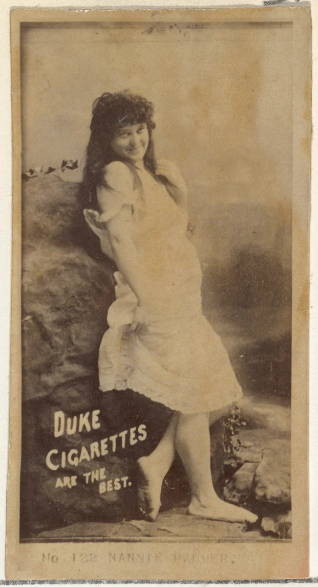 Card Number 122, Nannie Palmer, from the Actors and Actresses series (N145-6) issued by Duke Sons & Co. to promote Duke Cigarettes by W. Duke, Sons & Co., photograph, 1880-1889