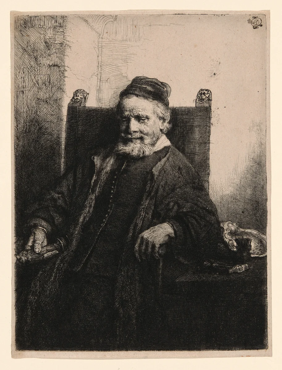 Jan Lutma, Goldsmith by Rembrandt van Rijn, print, 1656