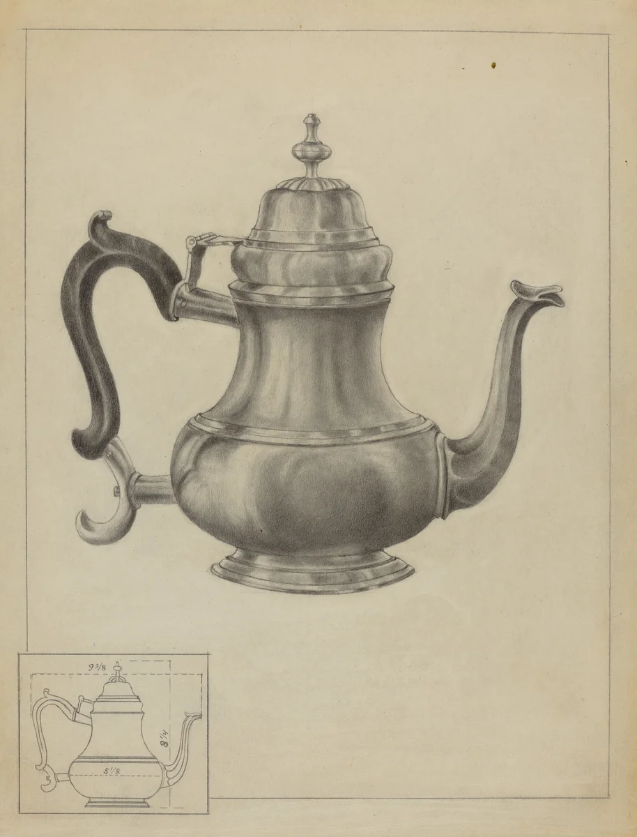 Silver Coffee Pot by American 20th Century, index of american design, 1935-1942