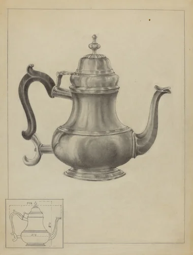Silver Coffee Pot by American 20th Century, index of american design, 1935-1942