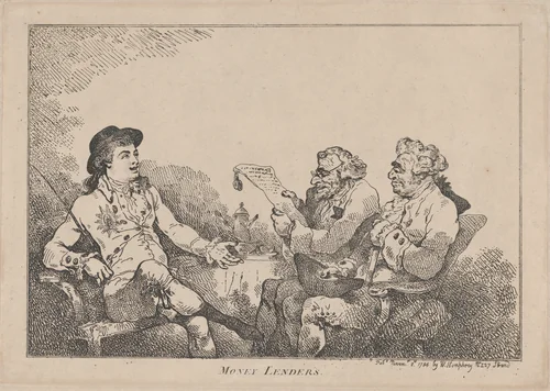 Money Lenders by Thomas Rowlandson, print, 1784