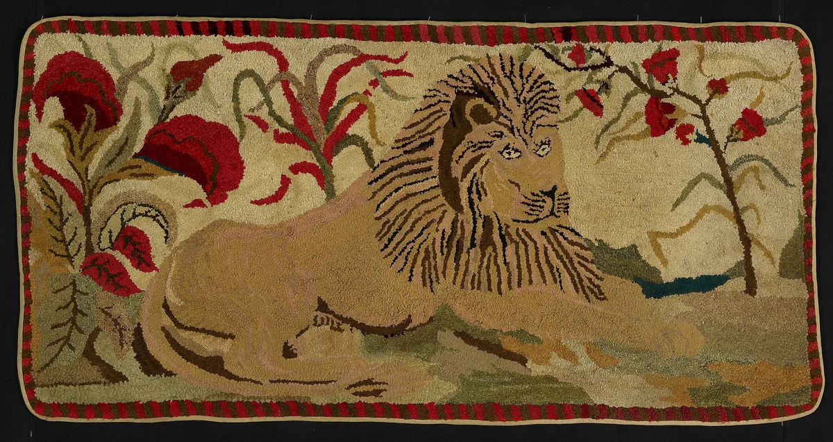 Lion with Palms (Rug) by Ebenezer Ross, textile, 1890-1900