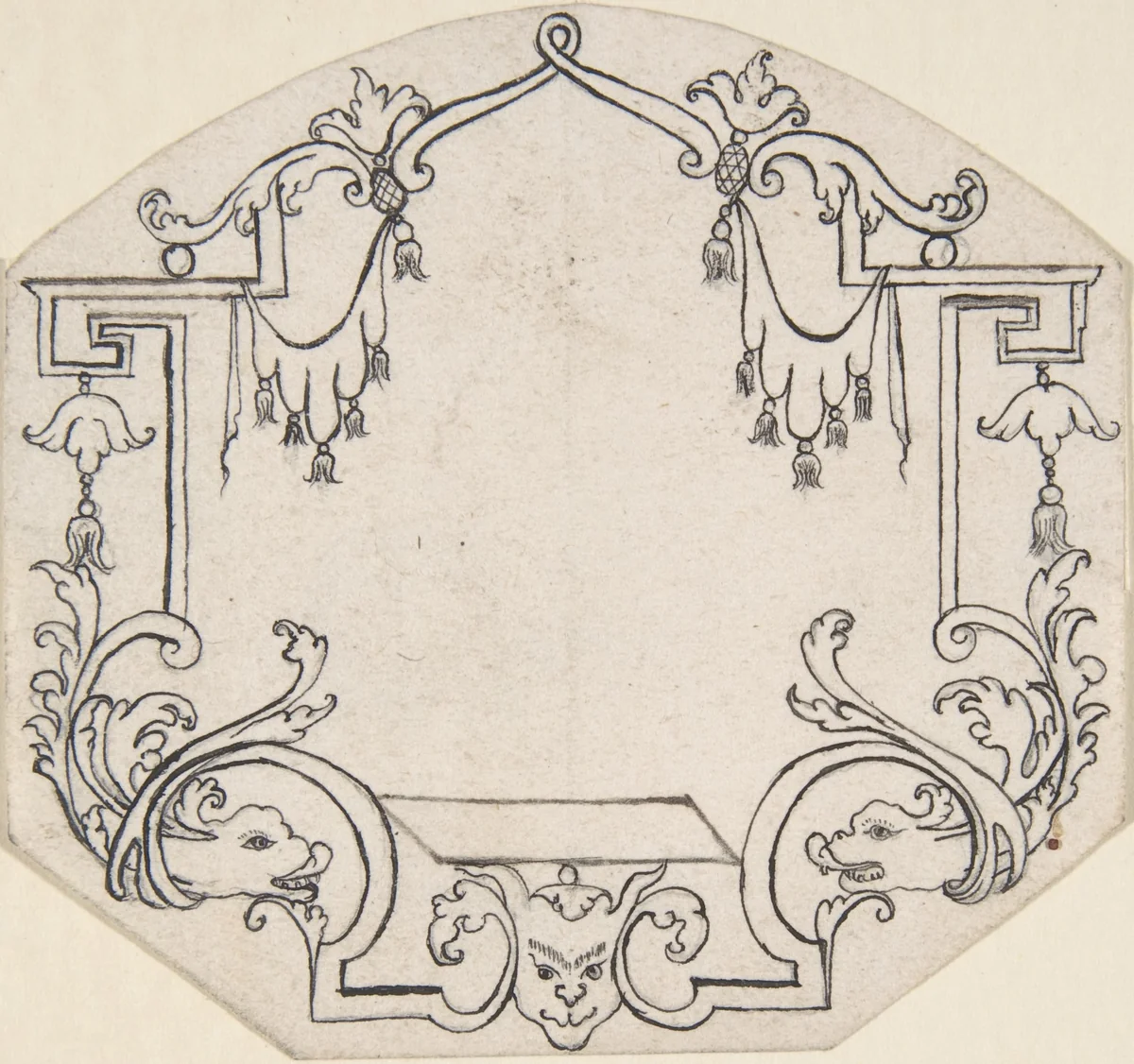 Arabesque Cartouche by anonymous, drawing, 1700-1800