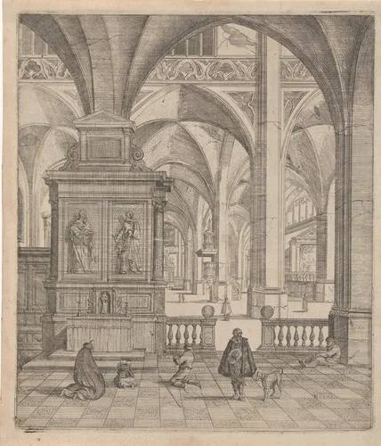 Kerkinterieur by Gerard Houckgeest, print, 1610-1645