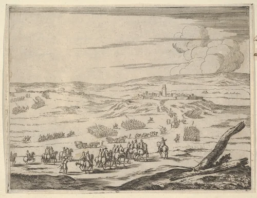 Despite the Corageous Opposition of the Germans and the Spanish, Francesco I d'Este, at the Head of his Armies, Arrives at the Piazza di Valeneza, from L'Idea di un Principe ed Eroe Cristiano in Francesco I d'Este, di Modena e Reggio Duca VIII [...] by Bartolomeo Fenice, print, 1659