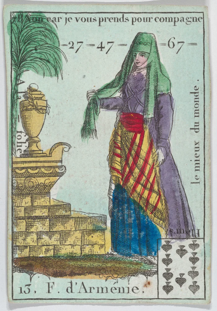 F. d' Armenie from playing cards "Jeu d'Or" by anonymous, print, 1700-1799