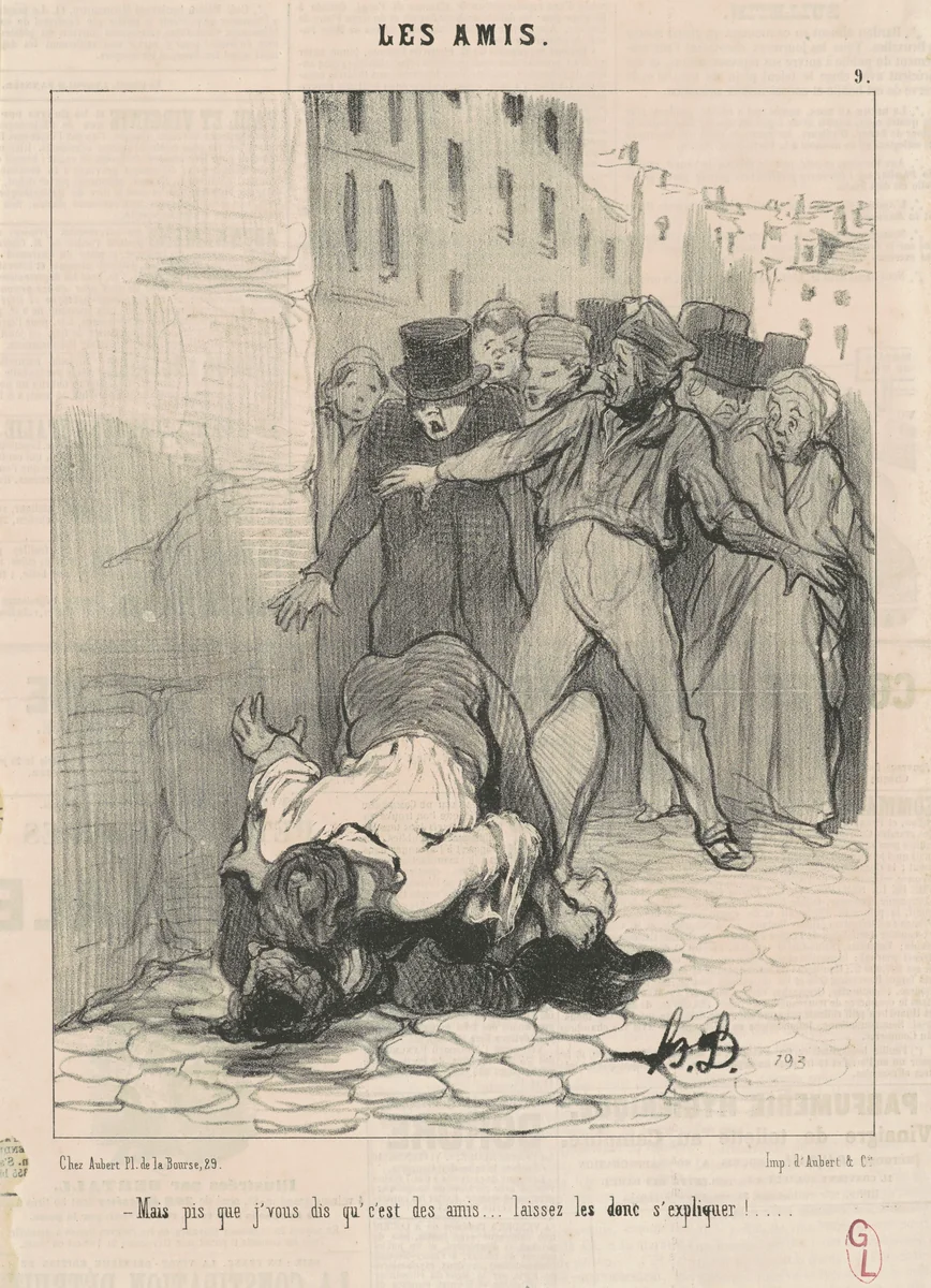 Mais pis que j'vous dis qu'c'est des amis ... by Honoré Daumier, print, 1845