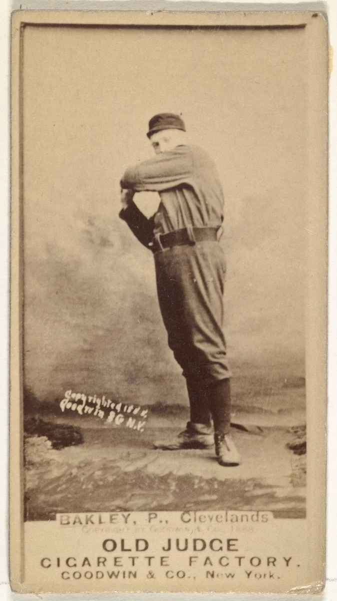 Edward Enoch "Jersey" Bakely, Pitcher, Cleveland, from the Old Judge series (N172) for Old Judge Cigarettes by Goodwin & Company, photograph, 1888
