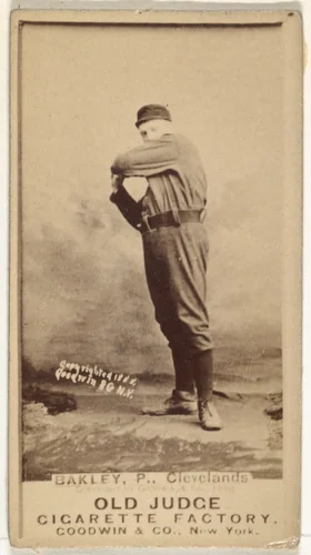 Edward Enoch "Jersey" Bakely, Pitcher, Cleveland, from the Old Judge series (N172) for Old Judge Cigarettes by Goodwin & Company, photograph, 1888