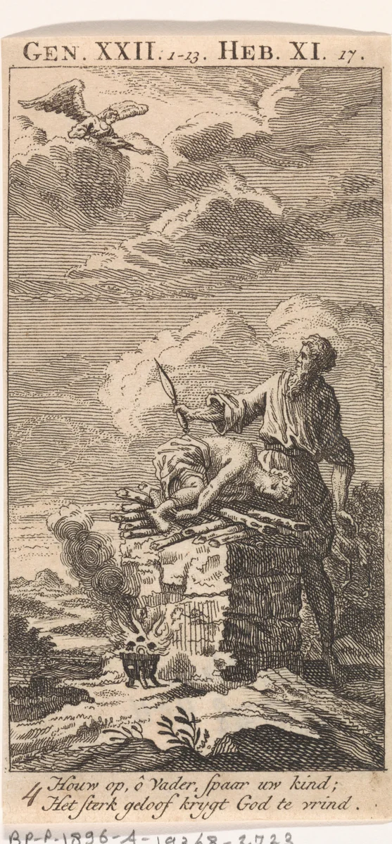 Offer van Abraham by Jan Luyken, print, 1712