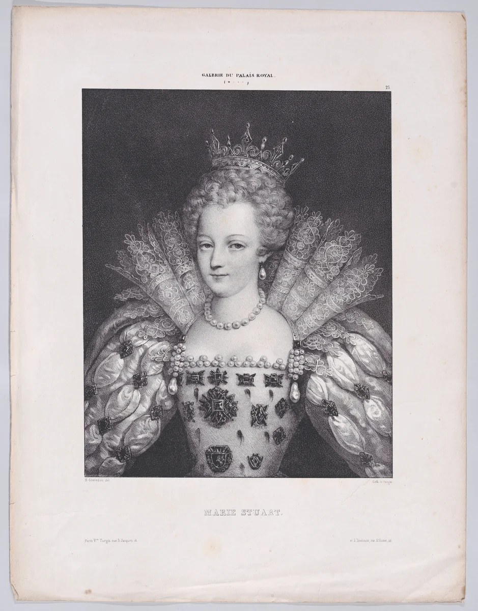 Mary, Queen of Scots (from "Galerie du Palais Royal," plate 25) by Henri Grevedon, print, 1821-1831