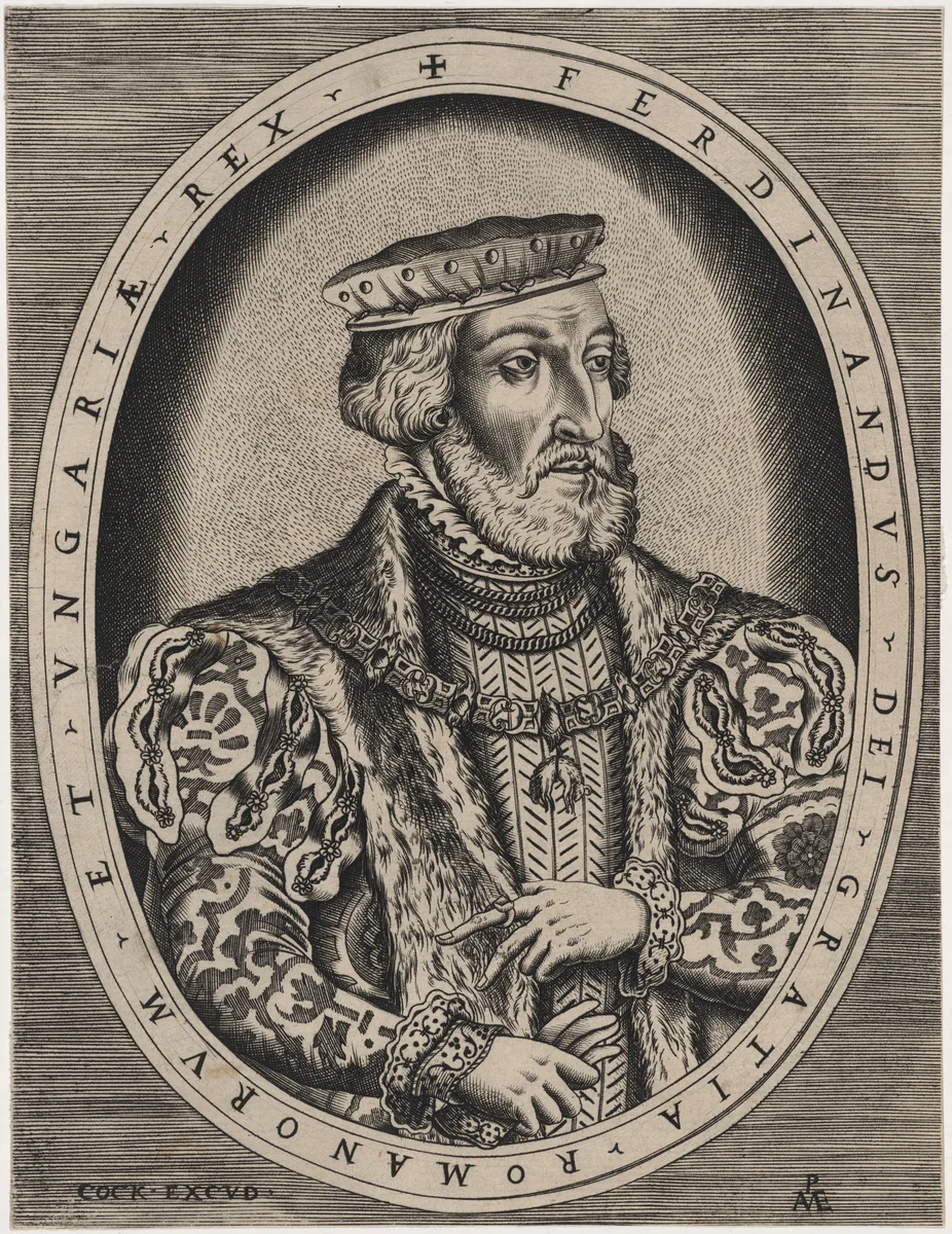 Ferdinand I, Roman Emperor by Hieronymus Cock, print, 1510-1570