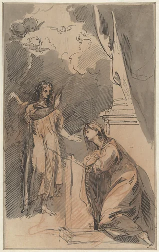 Verkondiging aan Maria by Jacob de Wit, drawing, 1705-1754
