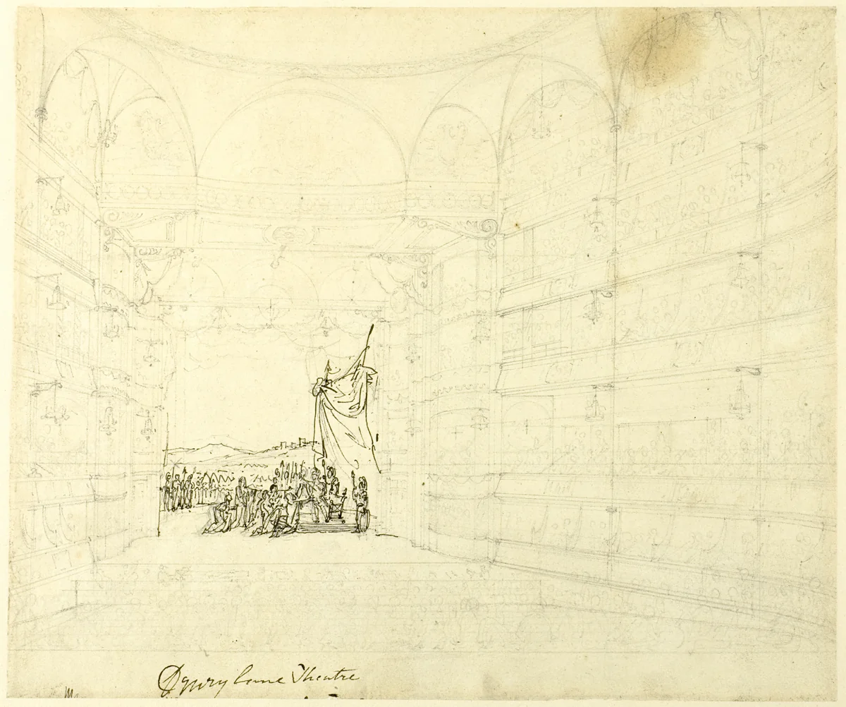 Study for Drurylane Theater, from Microcosm of London by Augustus Charles Pugin
Thomas Rowlandson, drawing, 1807-1808