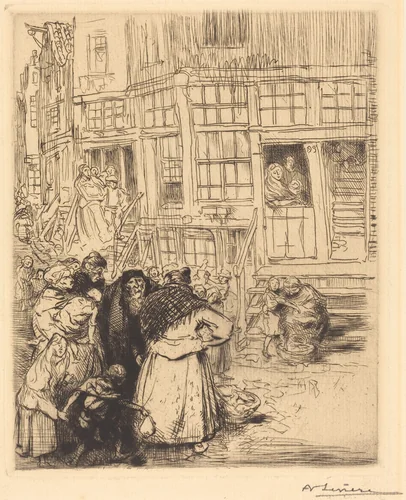 Jewish Quarters in Amsterdam by Auguste Lepère, print, 1849-1918