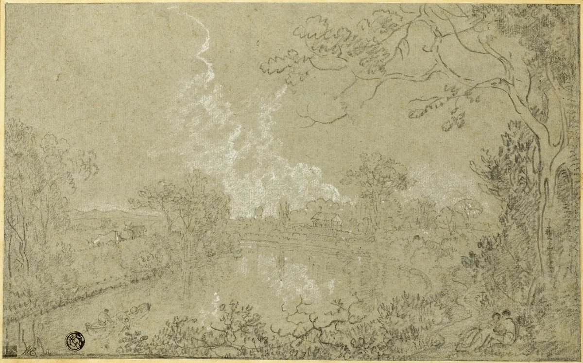 Banks of the River Dee near Eaton Hall, Cheshire by Richard Wilson, drawing, 1754-1764