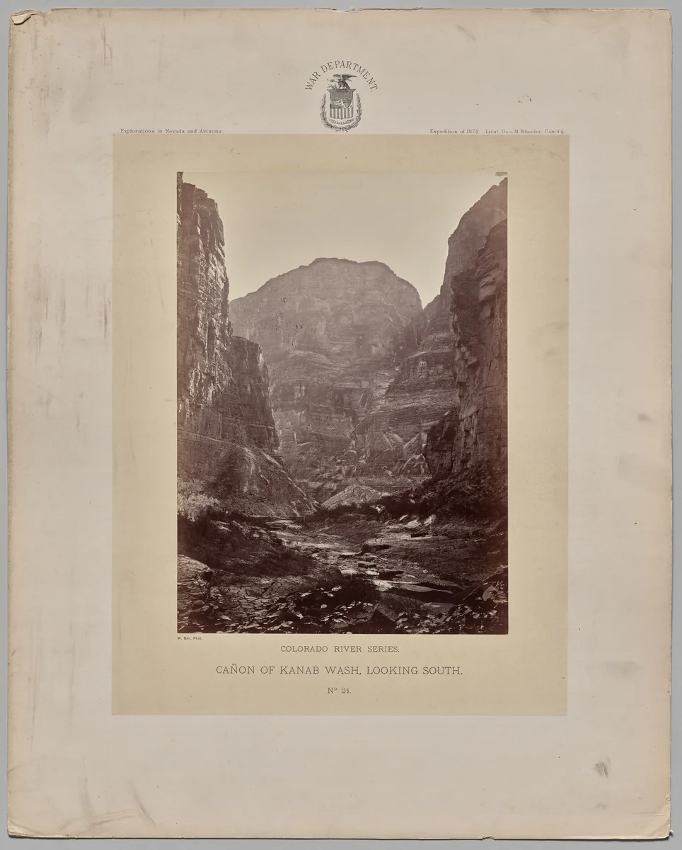 Canon of Kanab Wash, Looking South, Colorado River by William H. Bell, photograph, 1872