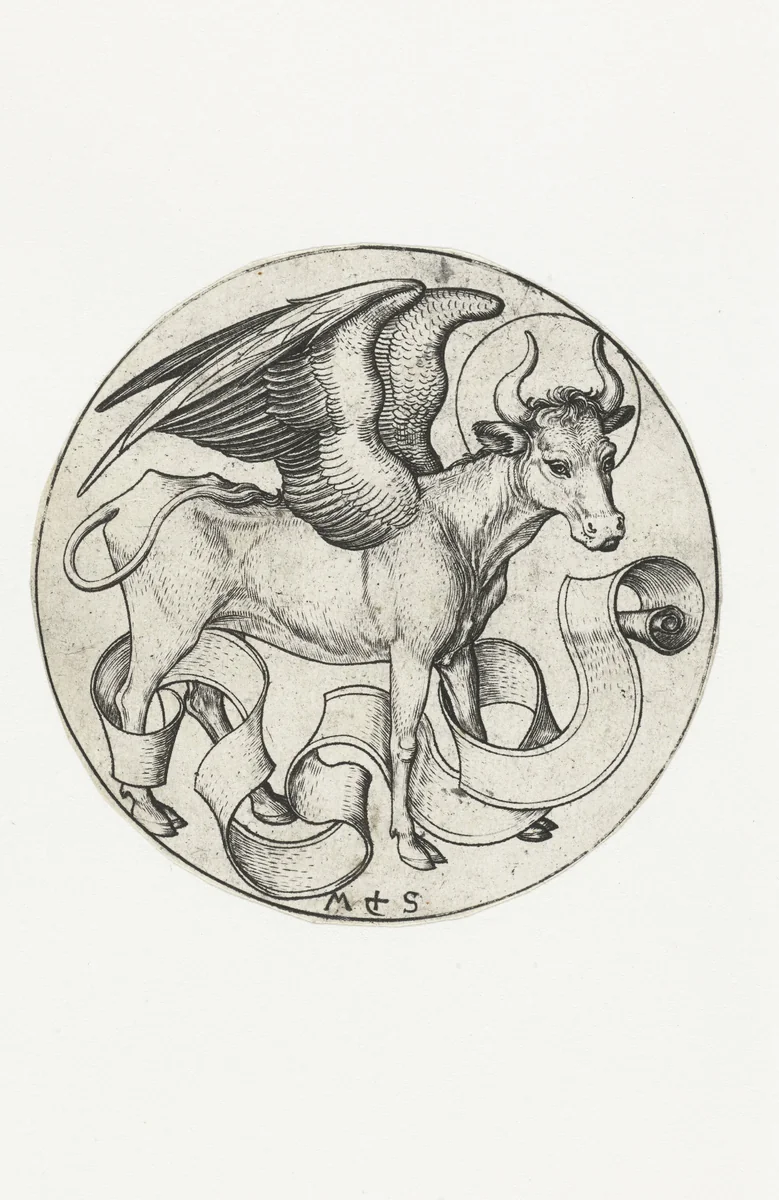 Symbolen van de vier evangelisten by Unknown, print, 1470-1491