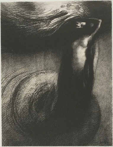 Death: "My irony surpasses all others!", plate 3 of 6 by Odilon Redon, print, 1889