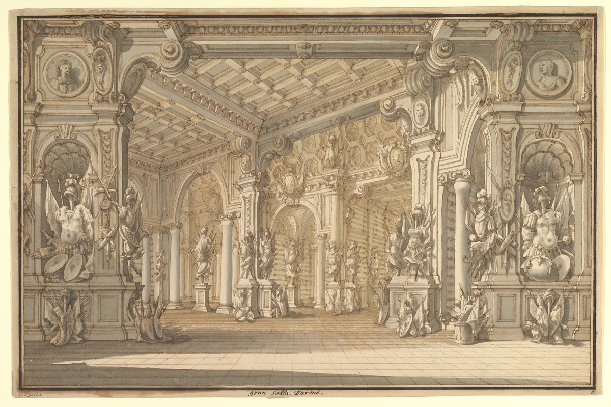Design for a Stage Set by Carlo Zucchi, drawing, 1728-1795