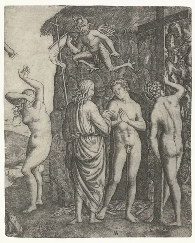 Christus verlost Adam en Eva uit voorgeborchte by Unknown, print, 1500-1527