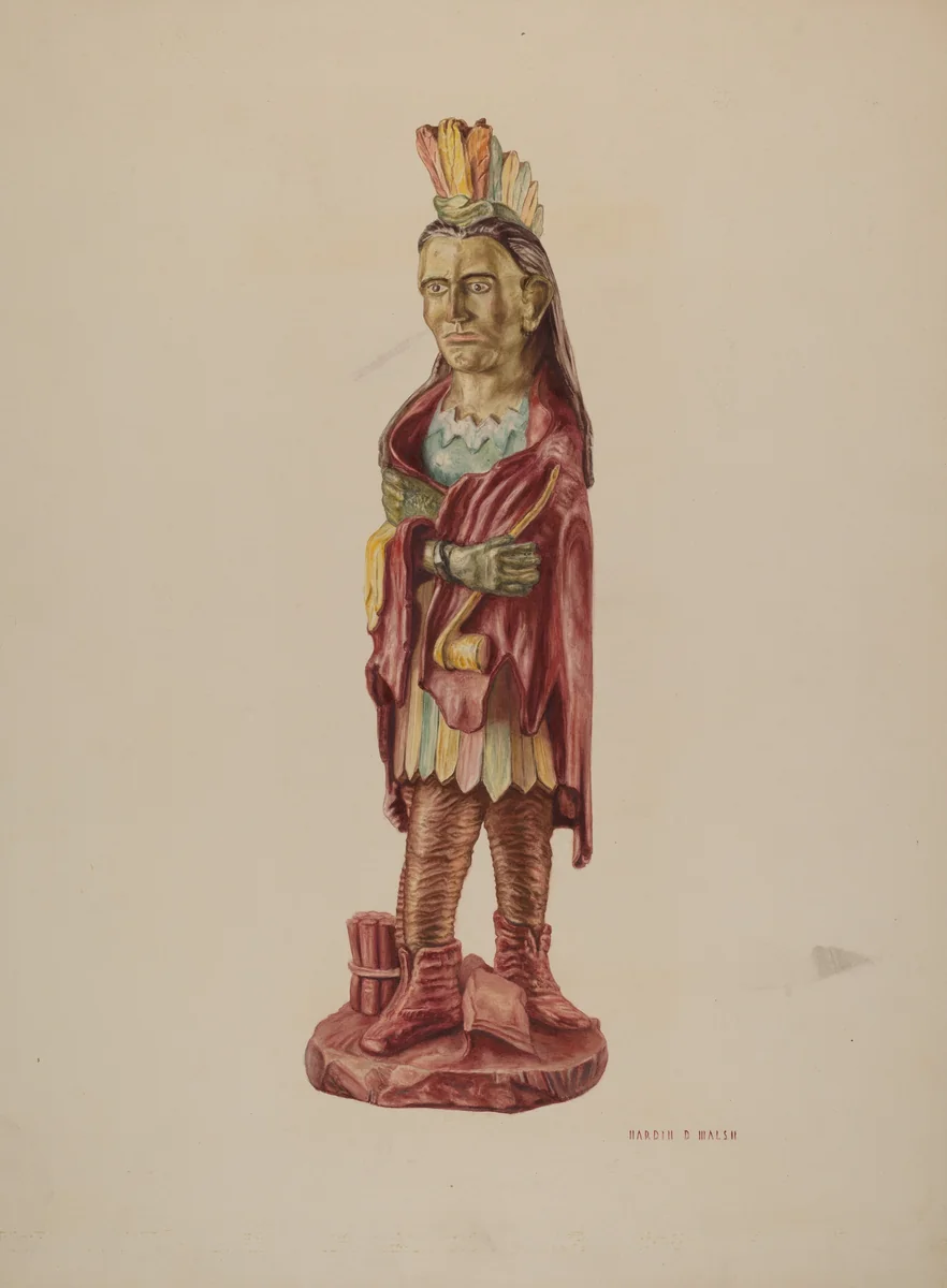 Cigar Store Indian by Hardin Walsh, index of american design, 1941