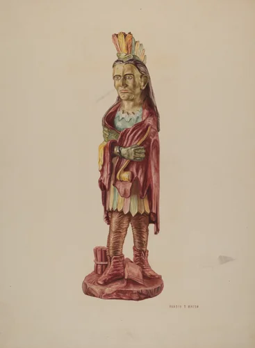Cigar Store Indian by Hardin Walsh, index of american design, 1941