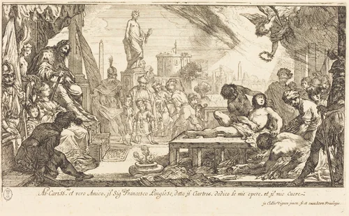 The Martyrdom of Saint Lawrence by Claude Vignon, print, 1593-1670