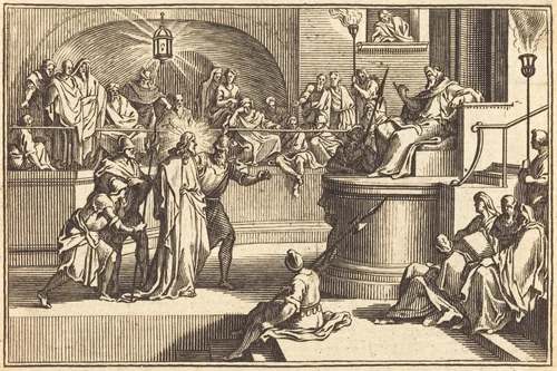 Christ before Pilate by Sébastien Le Clerc I, print, 1600-1699