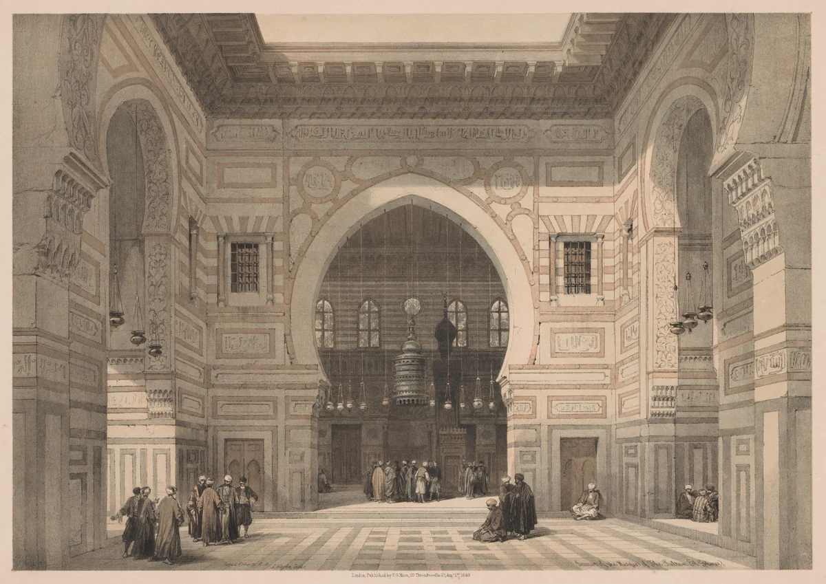 Egypt and Nubia: Volume III - No. 36, Interior of the Mosque of the Sultan El Ghoree by Louis Haghe, print, 1838