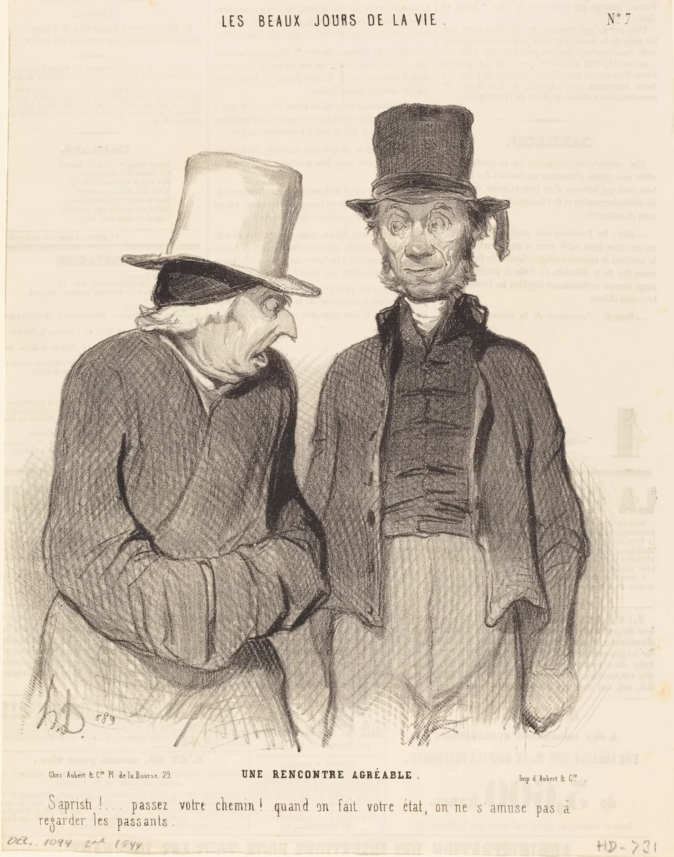 Une Rencontre agréable by Honoré Daumier, print, 1844