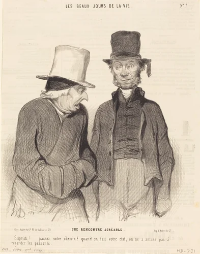 Une Rencontre agréable by Honoré Daumier, print, 1844