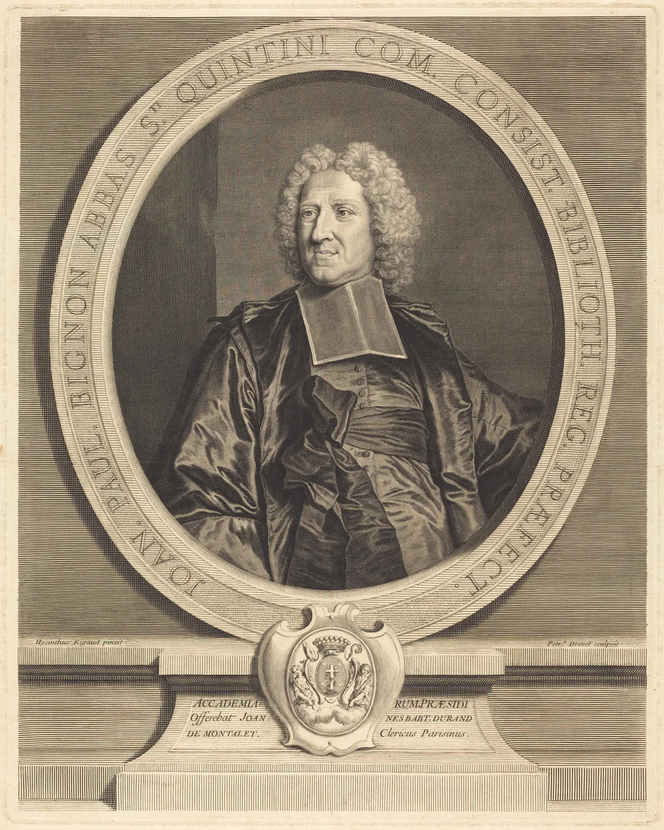 Jean Paul Bignon, Abbe du St. Quentin by Pierre Drevet; Hyacinthe Rigaud, print, 1663-1738