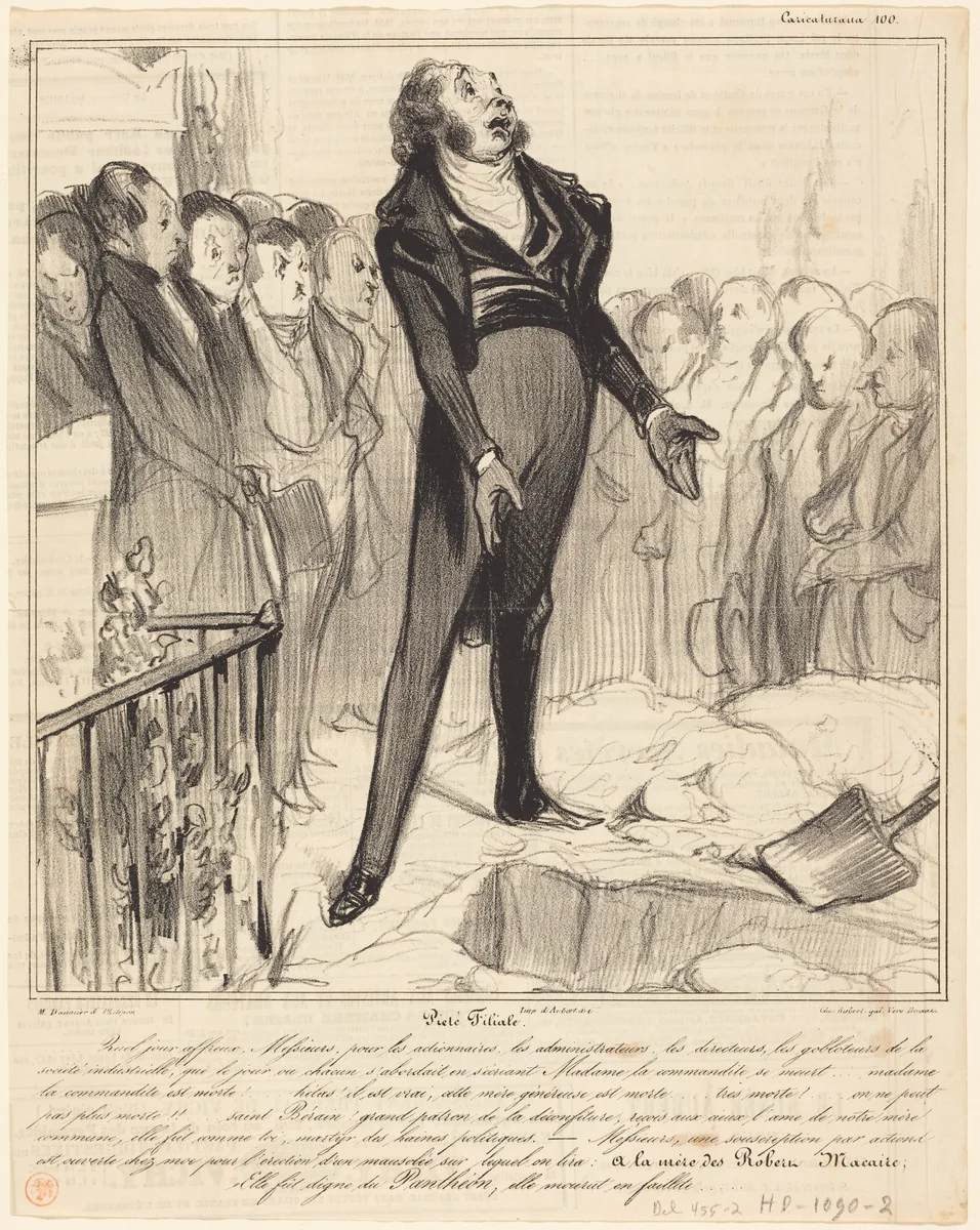 Piétié Filiale by Honoré Daumier, print, 1838