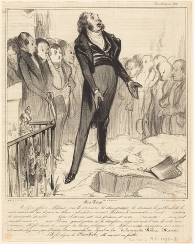 Piétié Filiale by Honoré Daumier, print, 1838