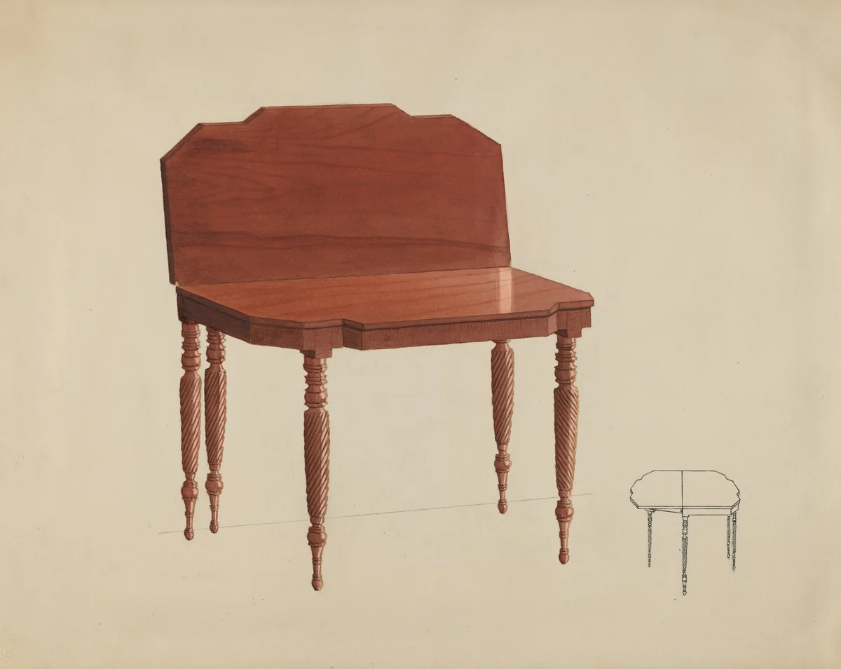 Mahogany Card Table by Dorothy Posten, index of american design, 1936