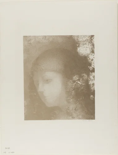 Child's Head With Flowers by Odilon Redon, print, 1897