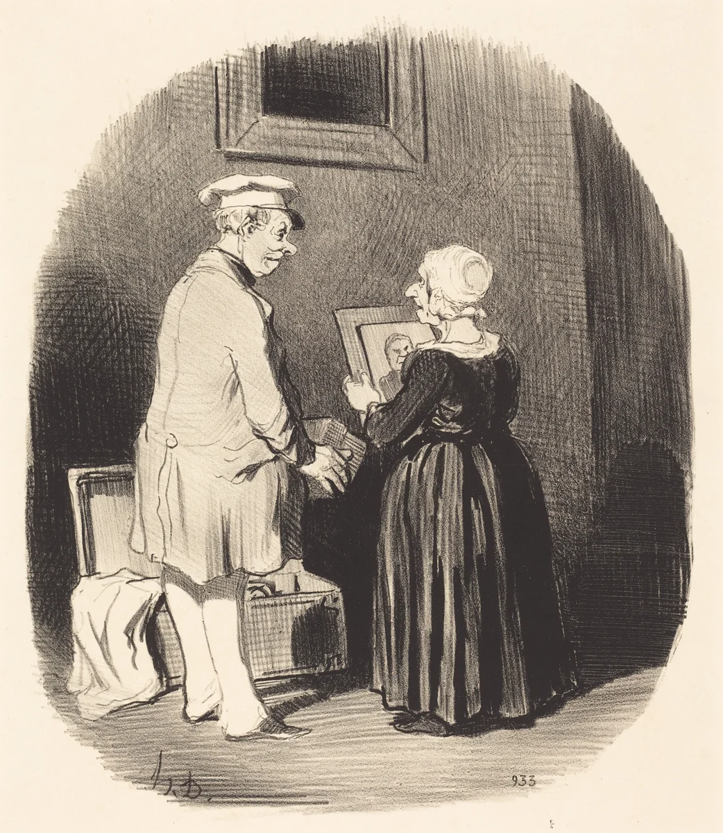 Tiens, ma femme, v'la mon portrait... by Honoré Daumier, print, 1846